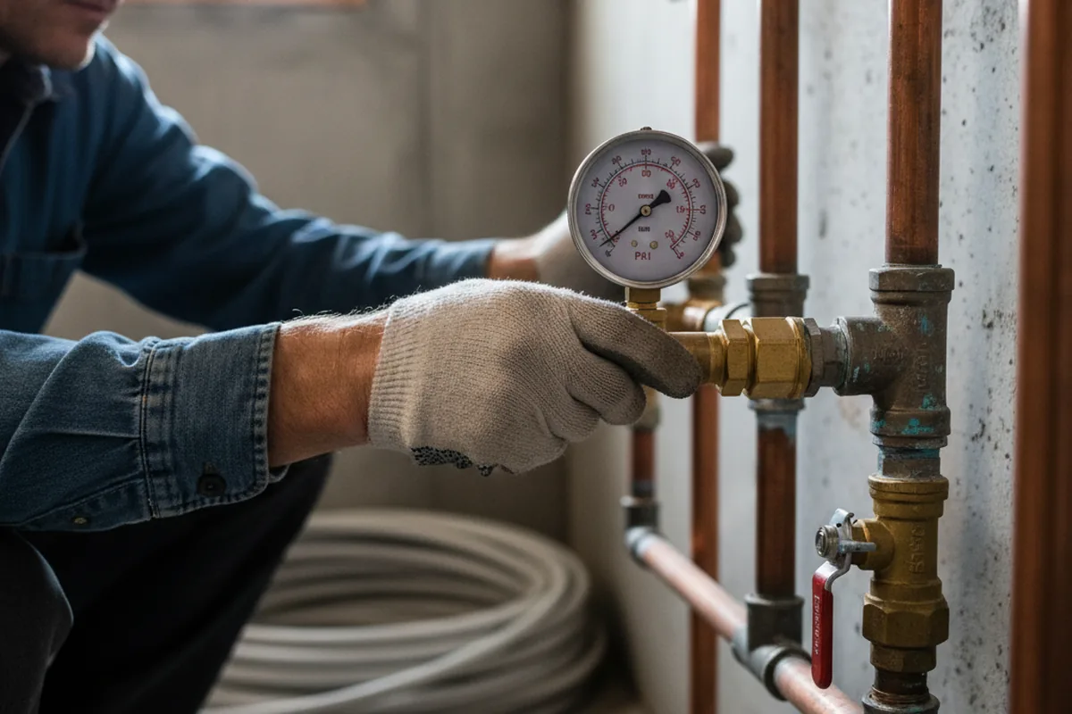 Pressure testing a repaired line during Water Line Repair in Ellenville